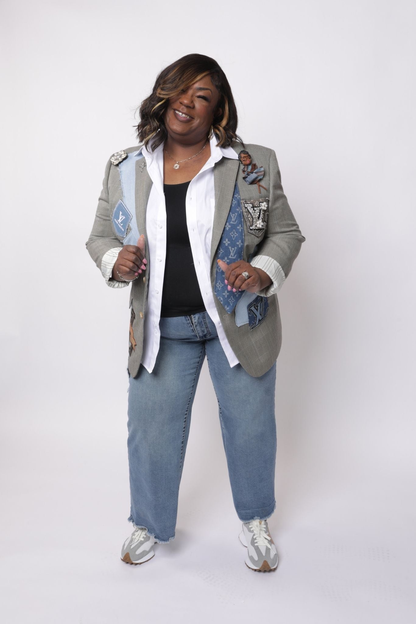 The LV Denim Blazer | Custom Patch (Made to Order)
