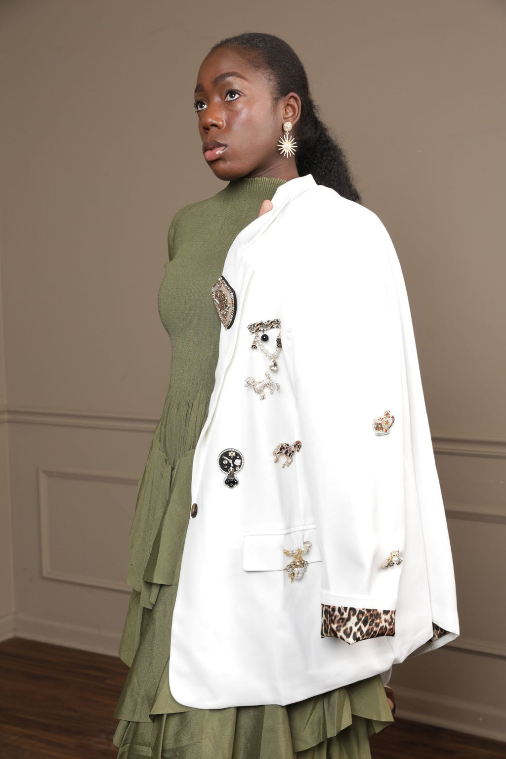 Bougie Brooch Blazer | Custom Patch (Made to Order)