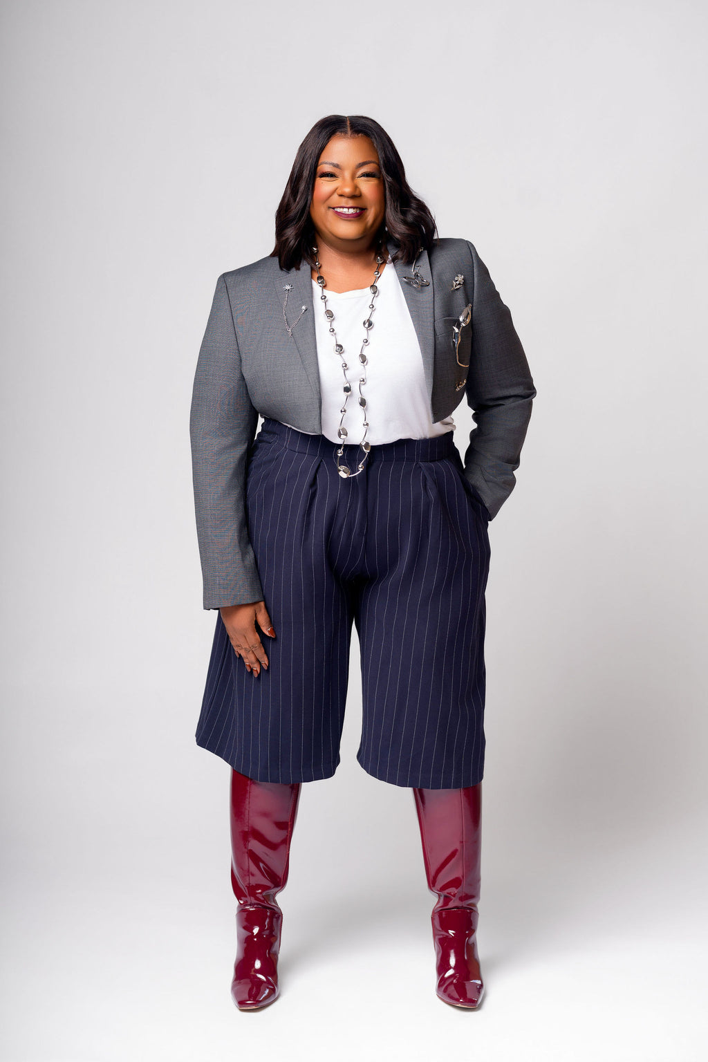 The Silver Lining Embellished Cropped Blazer