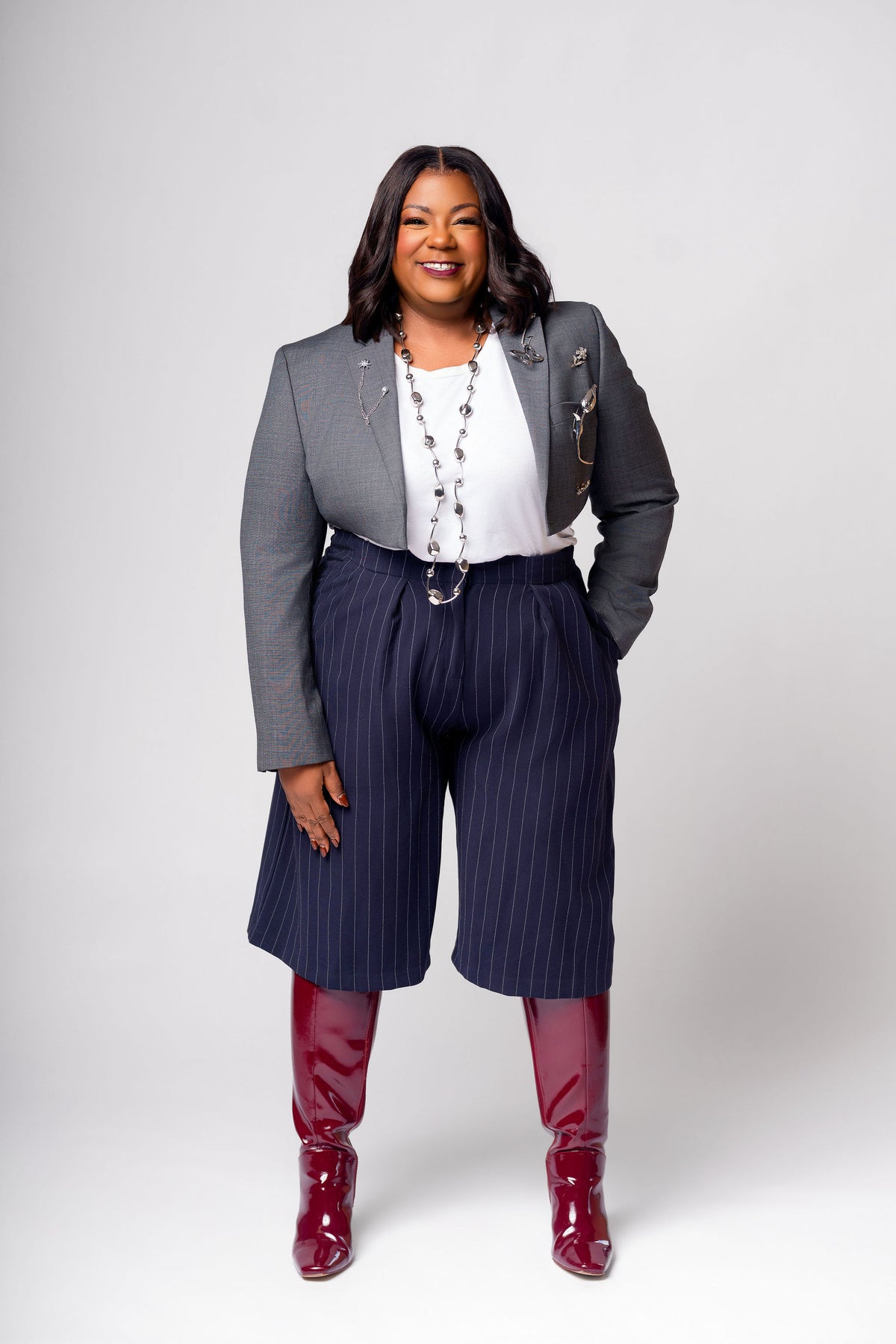 The Silver Lining Embellished Cropped Blazer