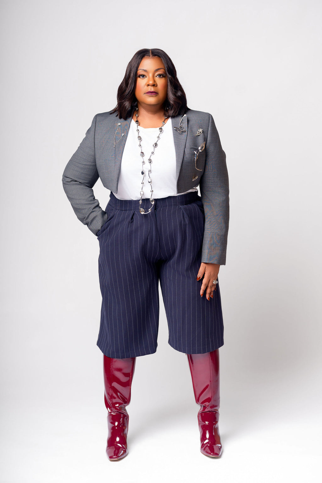 The Silver Lining Embellished Cropped Blazer