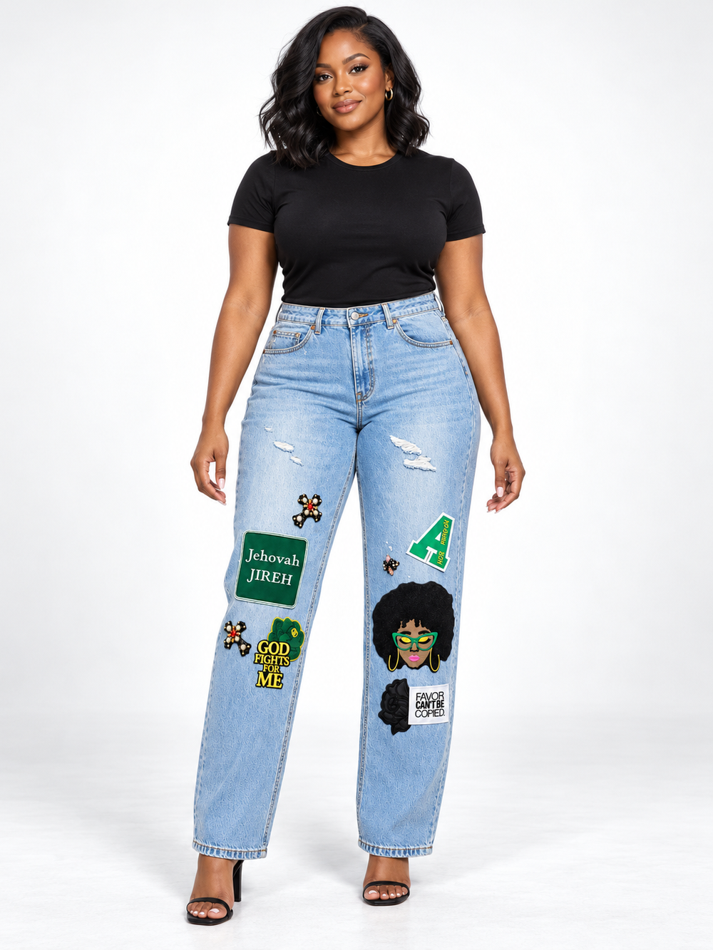 REPEAT AFTER ME | Faith-Based Statement Denim Jeans